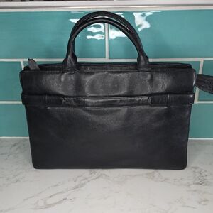 Susan Gail Black Leather Briefcase with Top Handles